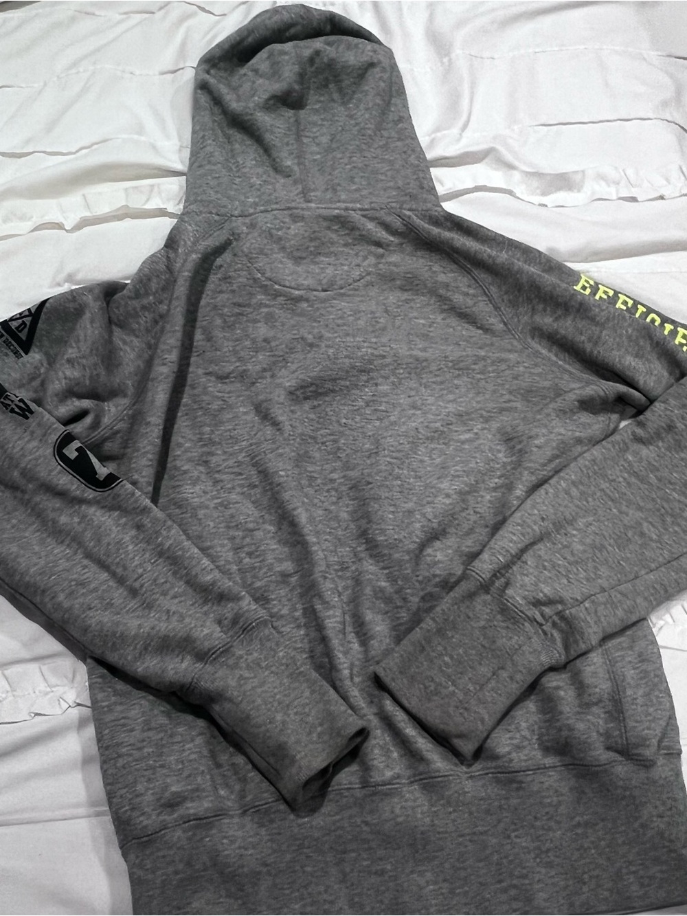 Nike Gray Hoodie with Neon Yellow-Green Zip - Picture 6 of 7
